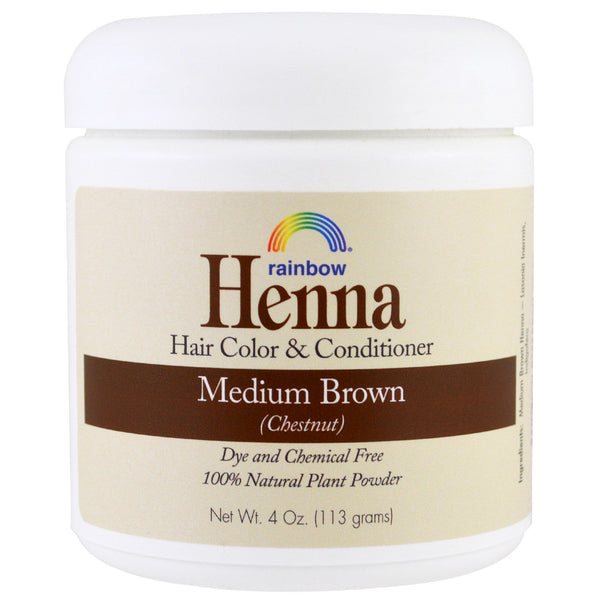 Rainbow Research, Henna, Hair Color and Conditioner, Medium Brown (Chestnut), 4 oz (113 g) - The Supplement Shop
