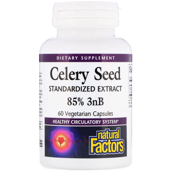 Natural Factors, Celery Seed, Standardized Extract, 60 Vegetarian Capsules - The Supplement Shop