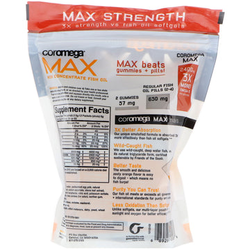 Coromega, Max, High Concentrate Omega-3 Fish Oil, Citrus Burst, 60 Squeeze Shots, (2.5 g) Each