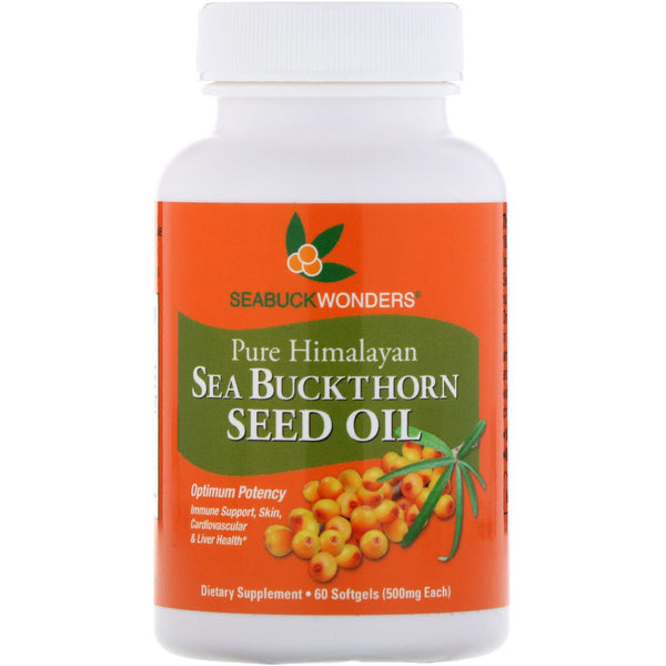 SeaBuckWonders, Sea Buckthorn Seed Oil, 500 mg, 60 Softgels - The Supplement Shop