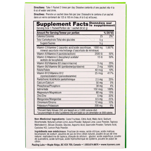 Ener-C, Vitamin C, Effervescent Powdered Drink Mix, Lemon Lime, 30 Packets, 10.1 oz. (285.6 g) - The Supplement Shop