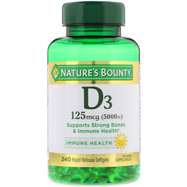 Nature's Bounty, D3, 125 mcg (5,000 IU), 240 Rapid Release Softgels - The Supplement Shop