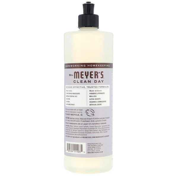 Mrs. Meyers Clean Day, Dish Soap, Lavender Scent, 16 fl oz (473 ml) - The Supplement Shop