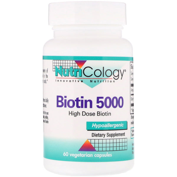 Nutricology, Biotin 5000, 60 Vegetarian Capsules - The Supplement Shop