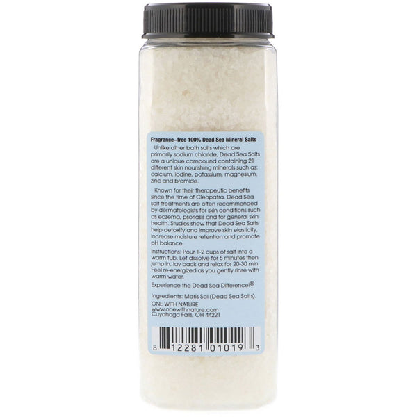 One with Nature, Dead Sea Mineral Salts, Fragrance Free, 2 lbs (907 g) - The Supplement Shop