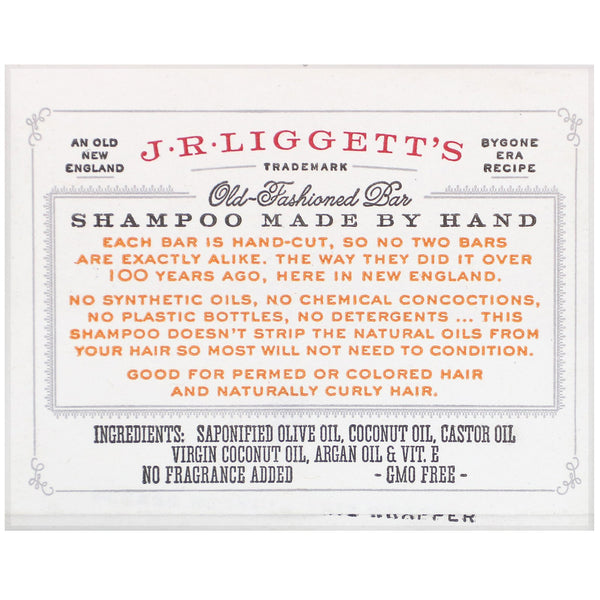 J.R. Liggett's, Old Fashioned Shampoo Bar, Coconut & Argan Oil, 3.5 oz (99 g) - The Supplement Shop