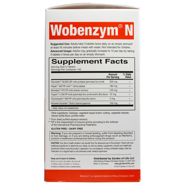 Wobenzym N, Joint Health, 400 Enteric-Coated Tablets - The Supplement Shop