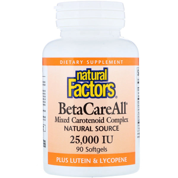 Natural Factors, BetaCareAll, 25,000 IU, 90 Softgels - The Supplement Shop