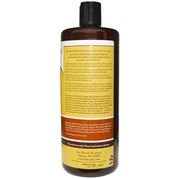 Dr. Woods, Almond Castile Soap with Fair Trade Shea Butter, 32 fl oz (946 ml) - The Supplement Shop