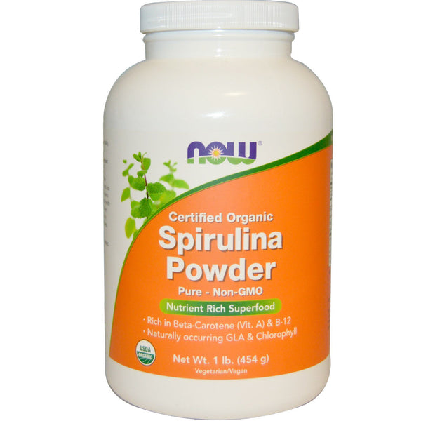 Now Foods, Certified Organic Spirulina Powder, 1 lb (454 g) - The Supplement Shop