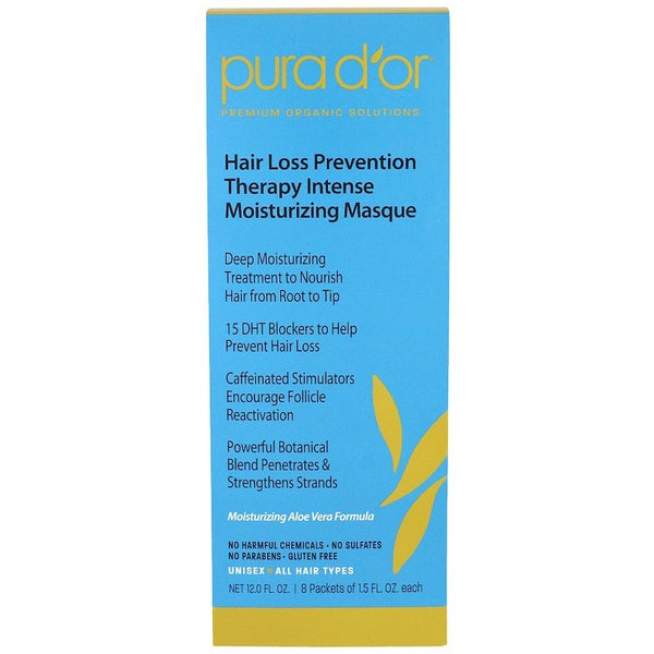 Pura D'or, Hair Loss Prevention Therapy, Intense Moisturizing Masque, 8 Packets, 1.2 fl oz Each - The Supplement Shop