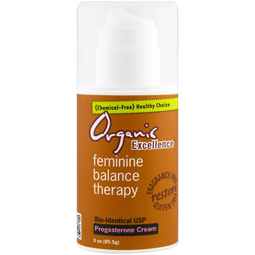 Organic Excellence, Feminine Balance Therapy, Progesterone Cream, Fragrance Free, 3 oz (85.5 g)