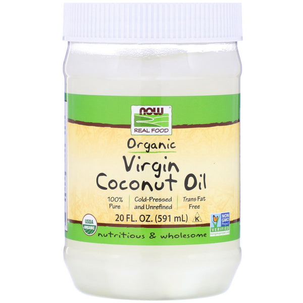 Now Foods, Real Food, Organic Virgin Coconut Oil, 20 fl oz (591 ml) - The Supplement Shop