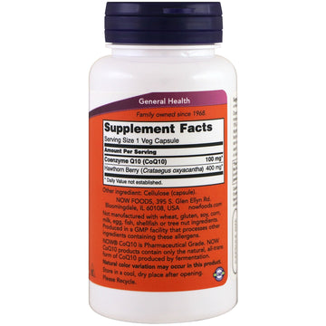NOW Foods, CoQ10 with Hawthorn Berry, 100 mg, 90 Veg Capsules
