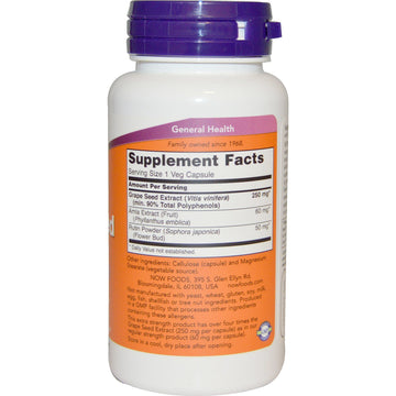 NOW Foods, Grape Seed, Extra Strength , 250 mg, 90 Veg Capsules