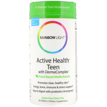 Rainbow Light, Active Health Teen with Derma Complex, Food-Based Multivitamin, 90 Tablets