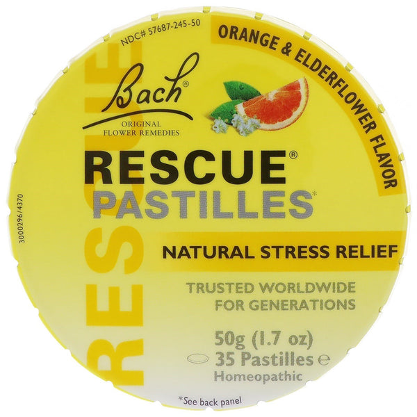 Bach, Original Flower Remedies, Rescue Pastilles, Natural Stress Relief, Orange & Elderflower, 35 Pastilles, 1.7 oz (50 g) - The Supplement Shop