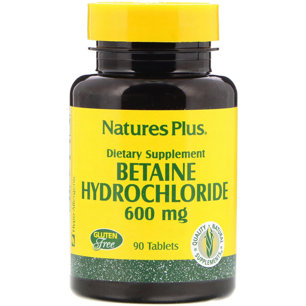 Nature's Plus, Betaine Hydrochloride, 600 mg, 90 Tablets - The Supplement Shop