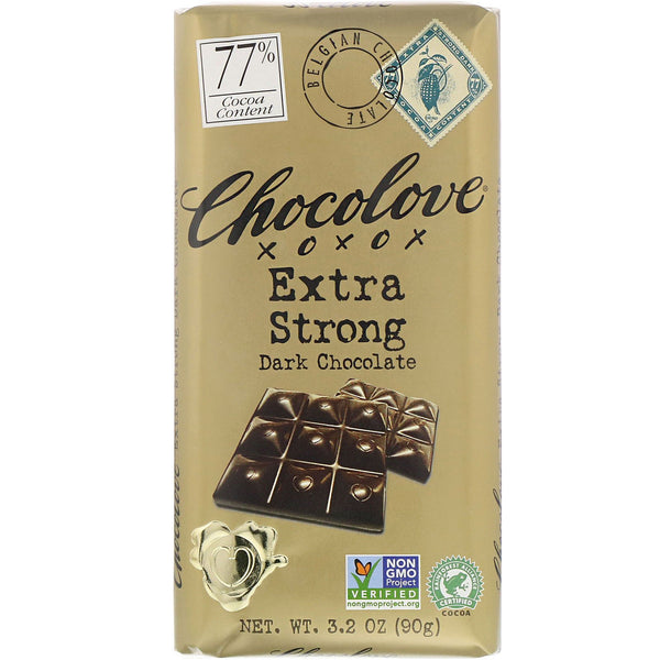 Chocolove, Extra Strong Dark Chocolate, 77 Cocoa, 3.2 oz (90 g) - The Supplement Shop