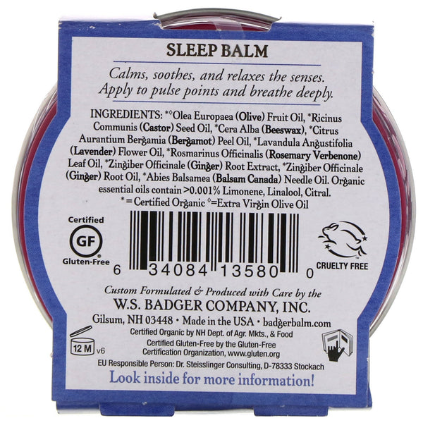 Badger Company, Organic Sleep Balm, Lavender & Bergamot, 2 oz (56 g) - The Supplement Shop
