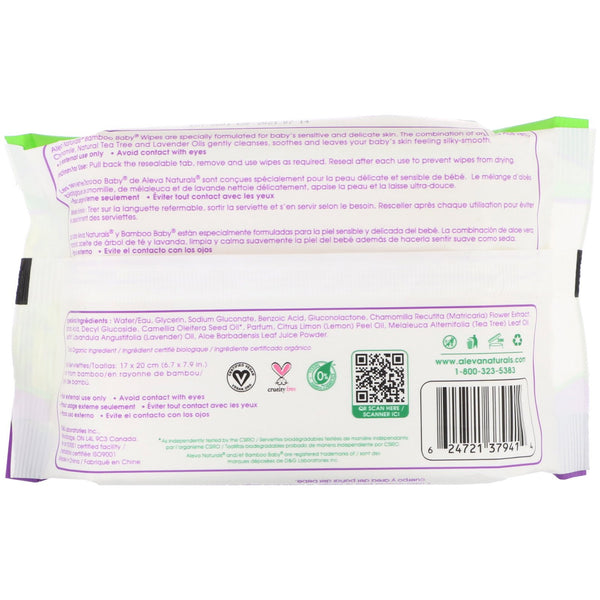 Aleva Naturals, Bamboo Baby Wipes, 30 Wipes - The Supplement Shop