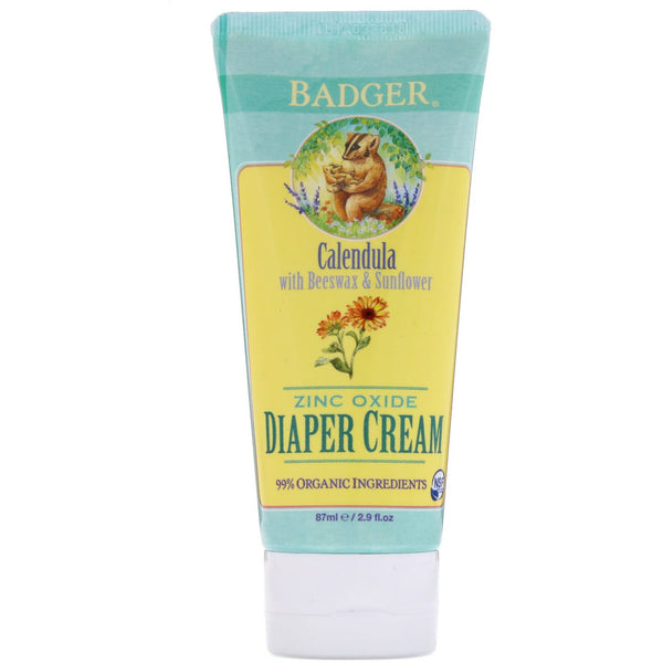 Badger Company, Diaper Cream, Calendula with Beeswax & Sunflower, 2.9 fl oz (87 ml) - The Supplement Shop