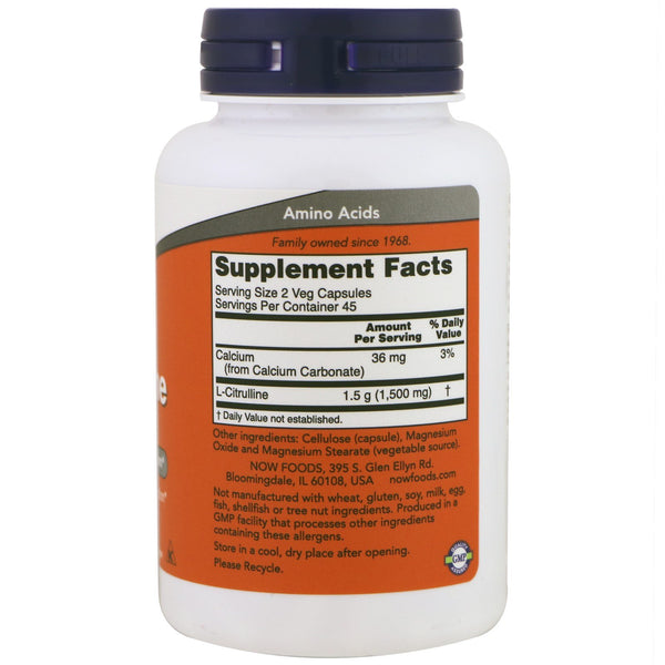 Now Foods, L-Citrulline, 750 mg, 90 Veg Capsules - The Supplement Shop