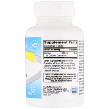 21st Century, Calcium Supplement 600, 75 Tablets