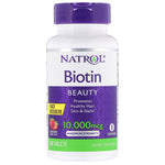 Natrol, Biotin, Maximum Strength, Strawberry, 10,000 mcg, 60 Tablets - The Supplement Shop