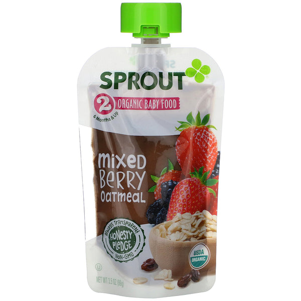 Sprout Organic, Baby Food, 6 Months & Up, Mixed Berry Oatmeal, 3.5 oz (99 g) - The Supplement Shop