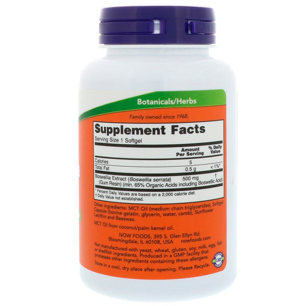 Now Foods, Boswellia Extract, 500 mg, 90 Softgels - The Supplement Shop