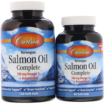 Carlson Labs, Norwegian Salmon Oil Complete, 120 + 60 Free Soft Gels