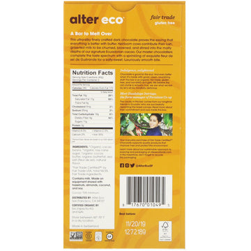 Alter Eco, Organic Dark Chocolate,  Brown Butter, 70% Cacao, 2.82 oz (80 g)