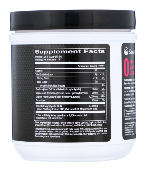 Sierra Fit, Keto BHB Powder, Beta-Hydroxybutyrate, Mixed Berry Lemonade, 5.55 oz (158 g) - The Supplement Shop