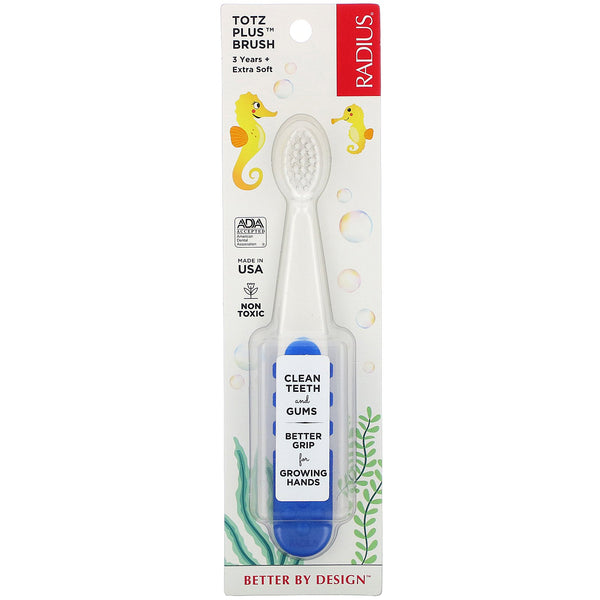 RADIUS, Totz Plus Brush, 3+ Years, Extra Soft, White/Blue, 1 Toothbrush - The Supplement Shop