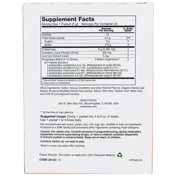 NOW Foods, Cranberry Mannose + Probiotics, For Women On The Go, 24 Packets, 0.21 oz (6 g) Each