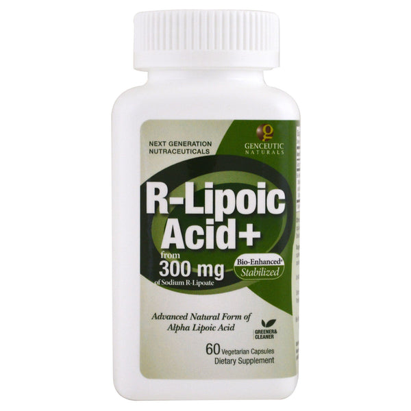 Genceutic Naturals, R-Lipoic Acid+, 300 mg, 60 Vegetarian Capsules - The Supplement Shop
