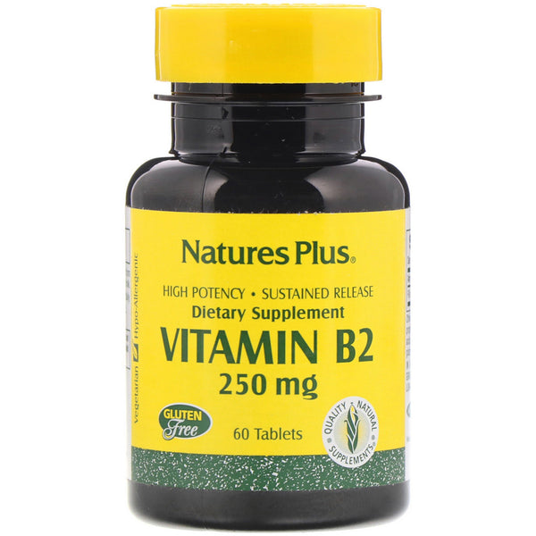 Nature's Plus, Vitamin B-2, 250 mg, 60 Tablets - The Supplement Shop