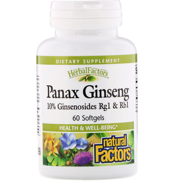 Natural Factors, HerbalFactors, Panax Ginseng, 100 mg, 60 Softgels