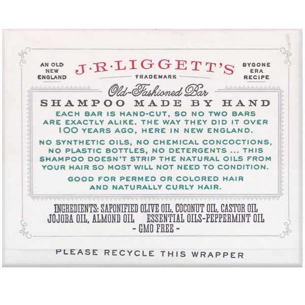 J.R. Liggett's, Old Fashioned Shampoo Bar, Jojoba & Peppermint, 3.5 oz (99 g) - The Supplement Shop