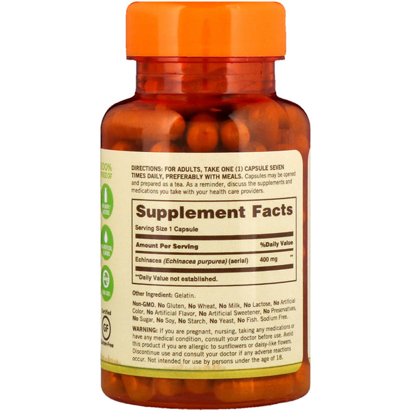 Sundown Naturals, Whole Herb Echinacea, 400 mg, 100 Capsules - The Supplement Shop