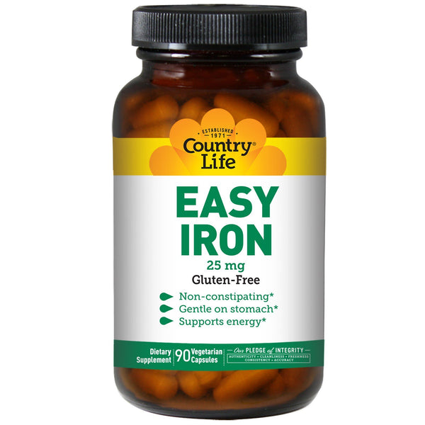 Country Life, Easy Iron, 25 mg, 90 Vegetarian Capsules - The Supplement Shop