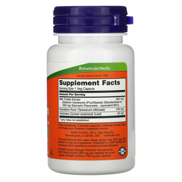 Now Foods, Double Strength Silymarin, 300 mg, 50 Veg Capsules - The Supplement Shop