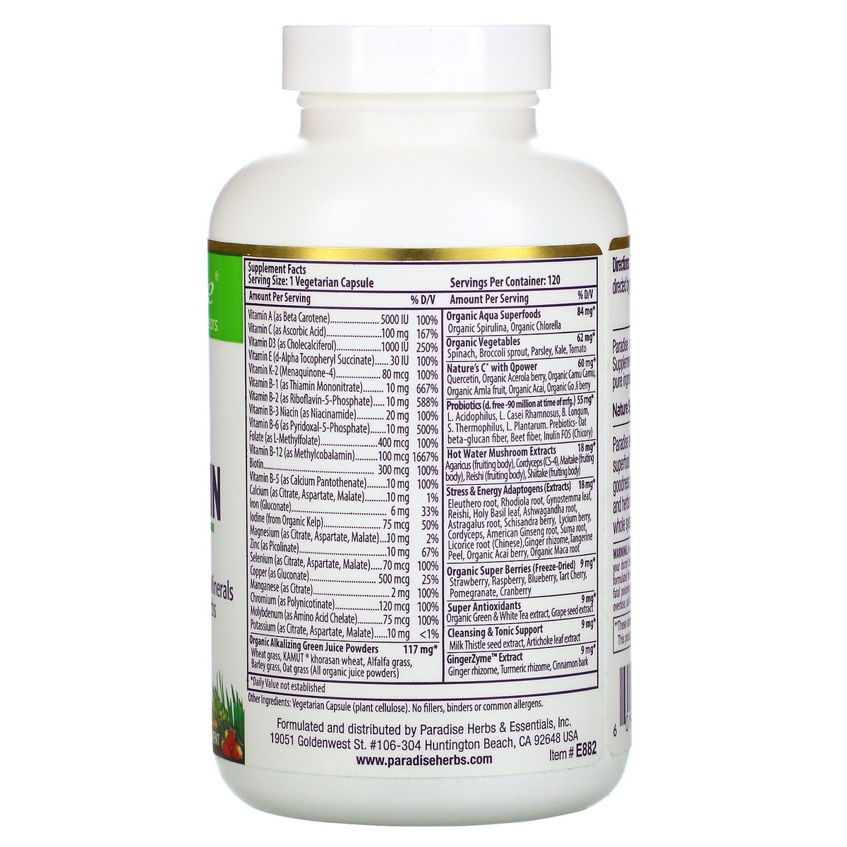 Paradise Herbs, Earth's Blend, One Daily Superfood MultiVitamin with