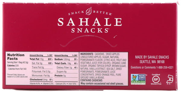 Sahale Snacks, Pomegranate Vanilla Flavored Cashews, Glazed Mix, 9 Packs, 1.5 oz (42.5 g) Each - The Supplement Shop