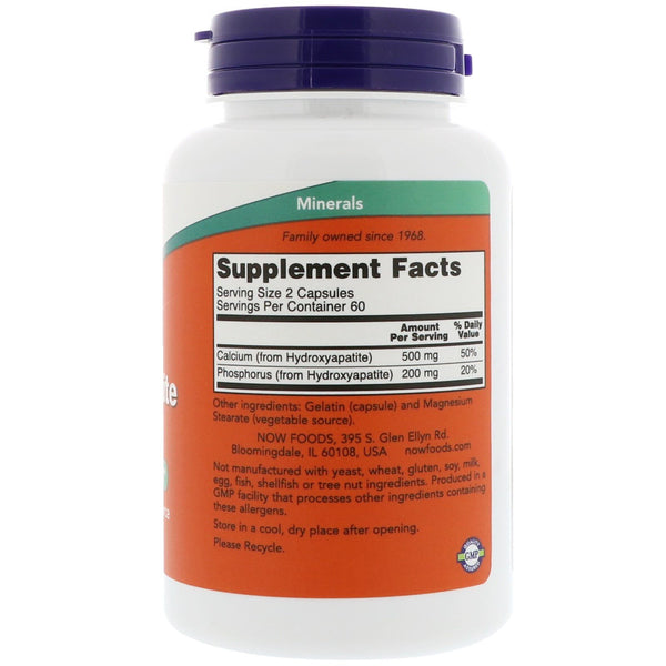 Now Foods, Calcium Hydroxyapatite Caps, 120 Capsules - The Supplement Shop