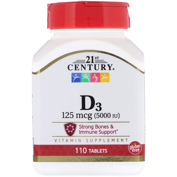 21st Century, Vitamin D3, 125 mcg (5,000 IU), 110 Tablets - The Supplement Shop