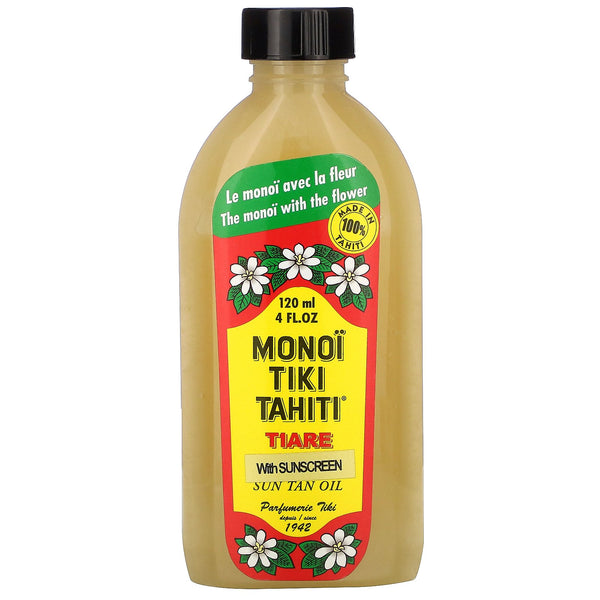 Monoi Tiare Tahiti, Sun Tan Oil With Sunscreen, 4 fl oz (120 ml) - The Supplement Shop