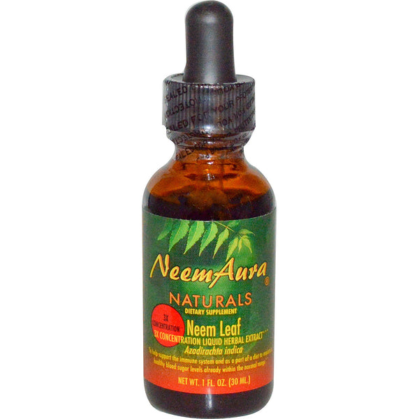 NeemAura, Neem Leaf, 3X Concentration, Extract, 1 fl oz (30 ml) - The Supplement Shop