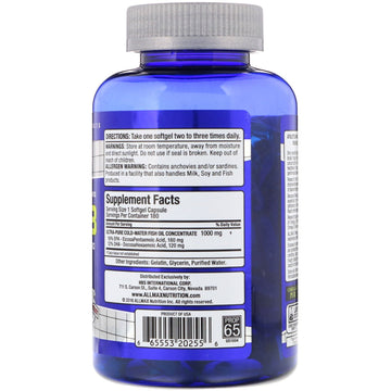 ALLMAX, Essentials, Omega-3, 180 Softgels